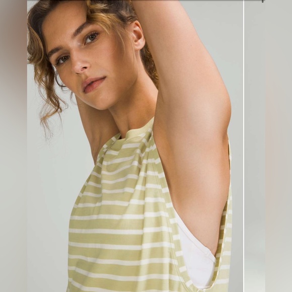 Women’s Lululemon All Yours Tank Top Yachtie Stripe Dew Green White Size 4 - Picture 3 of 10